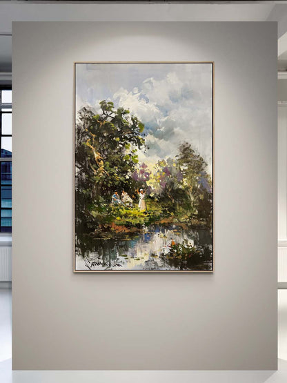 Göl Kenarında Günbatımı Yağlı Boya Tablosu