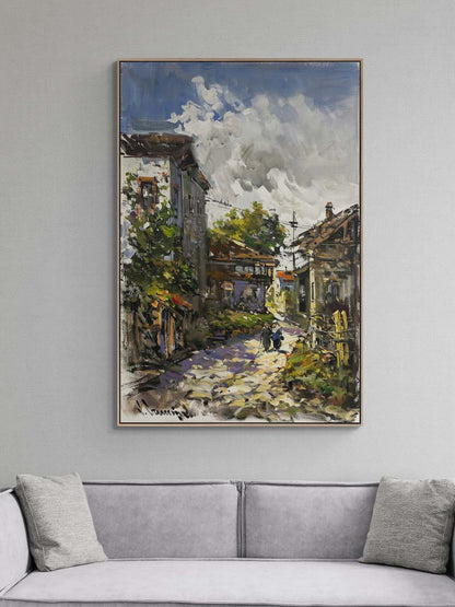 Eski Zamanın Sokakları Yağlı Boya Tablosu