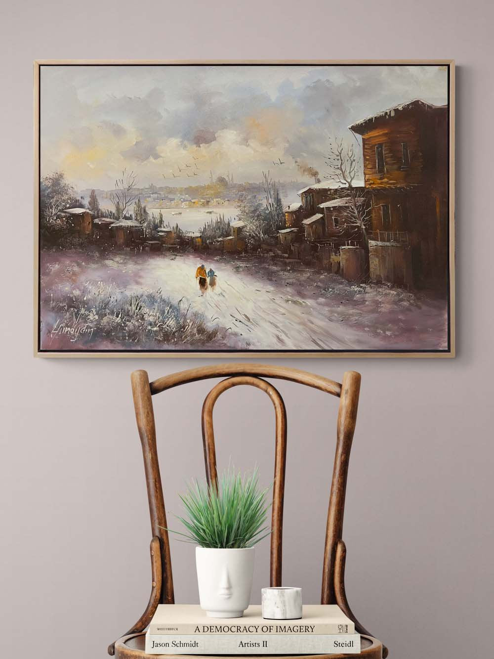 İstanbul'da Kış Yağlı Boya Tablosu