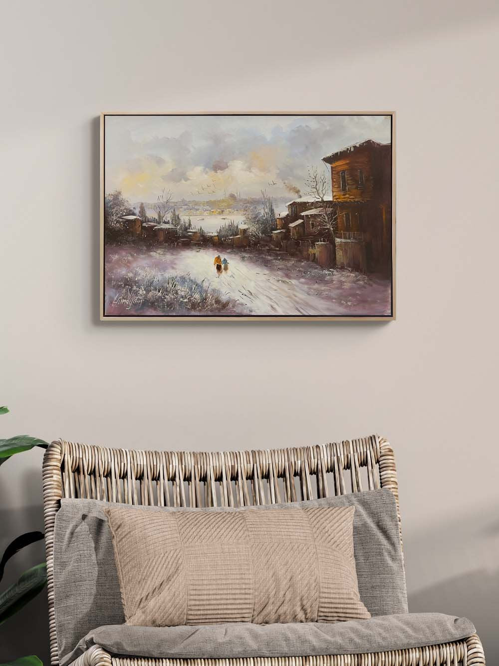 İstanbul'da Kış Yağlı Boya Tablosu