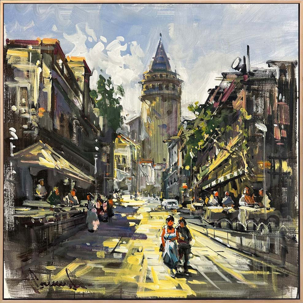 Galata'nın Ara Sokakları Yağlı Boya Tablosu Simurg Sanatevi