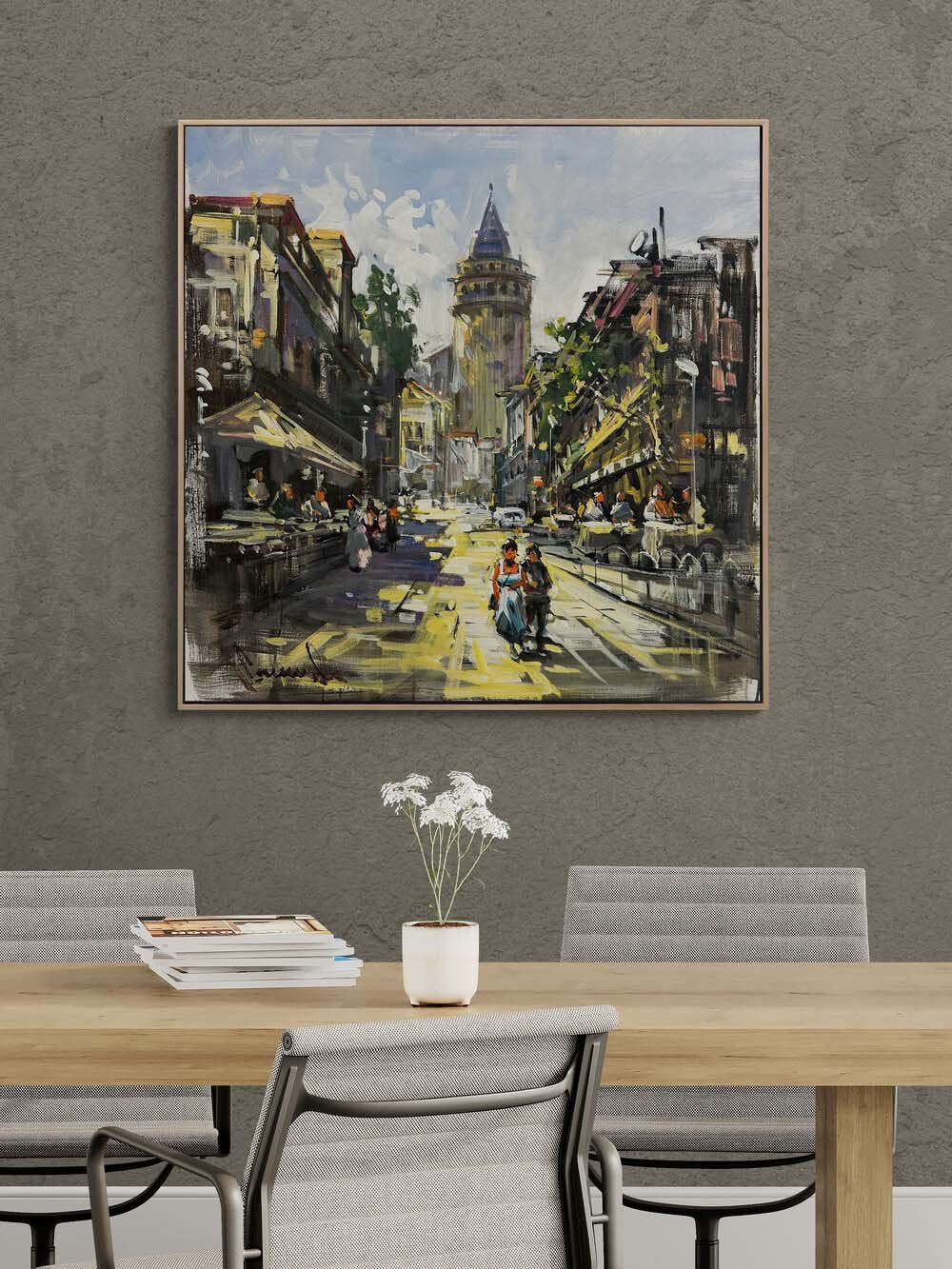Galata'nın Ara Sokakları Yağlı Boya Tablosu Simurg Sanatevi