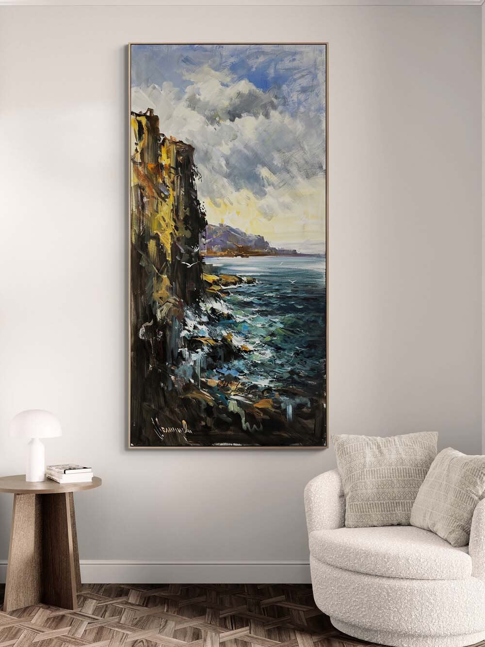 Sarp Kayalardan Deniz Yağlı Boya Tablosu