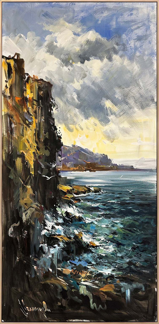 Sarp Kayalardan Deniz Yağlı Boya Tablosu