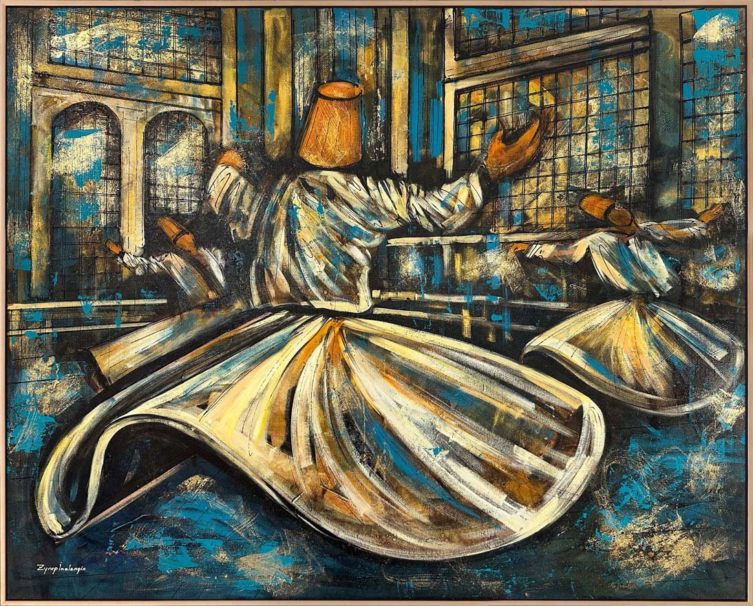 Ruhun Yolculuğu Semazenler Yağlı Boya Tablosu