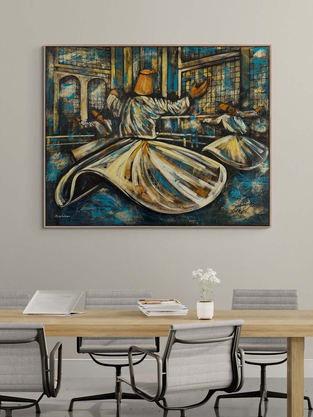 Ruhun Yolculuğu Semazenler Yağlı Boya Tablosu