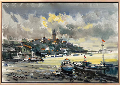 Denizle Buluşan Şehir Yağlı Boya Tablosu