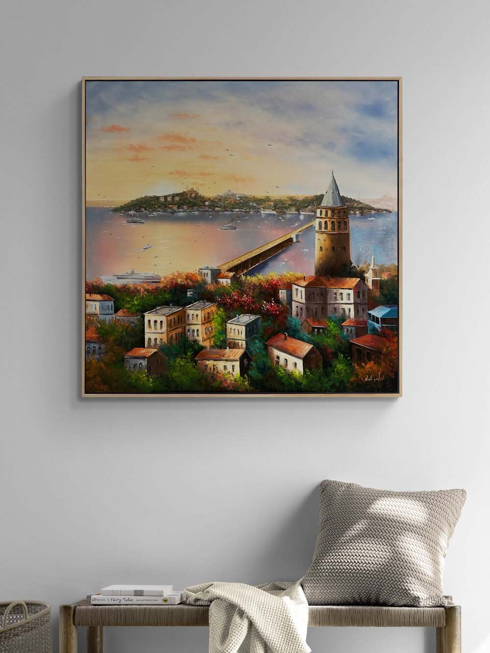 Galata'dan Bir Gün Yağlı Boya Tablosu