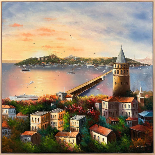 Galata'dan Bir Gün Yağlı Boya Tablosu