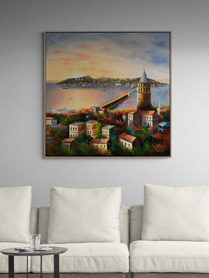 Galata'dan Bir Gün Yağlı Boya Tablosu