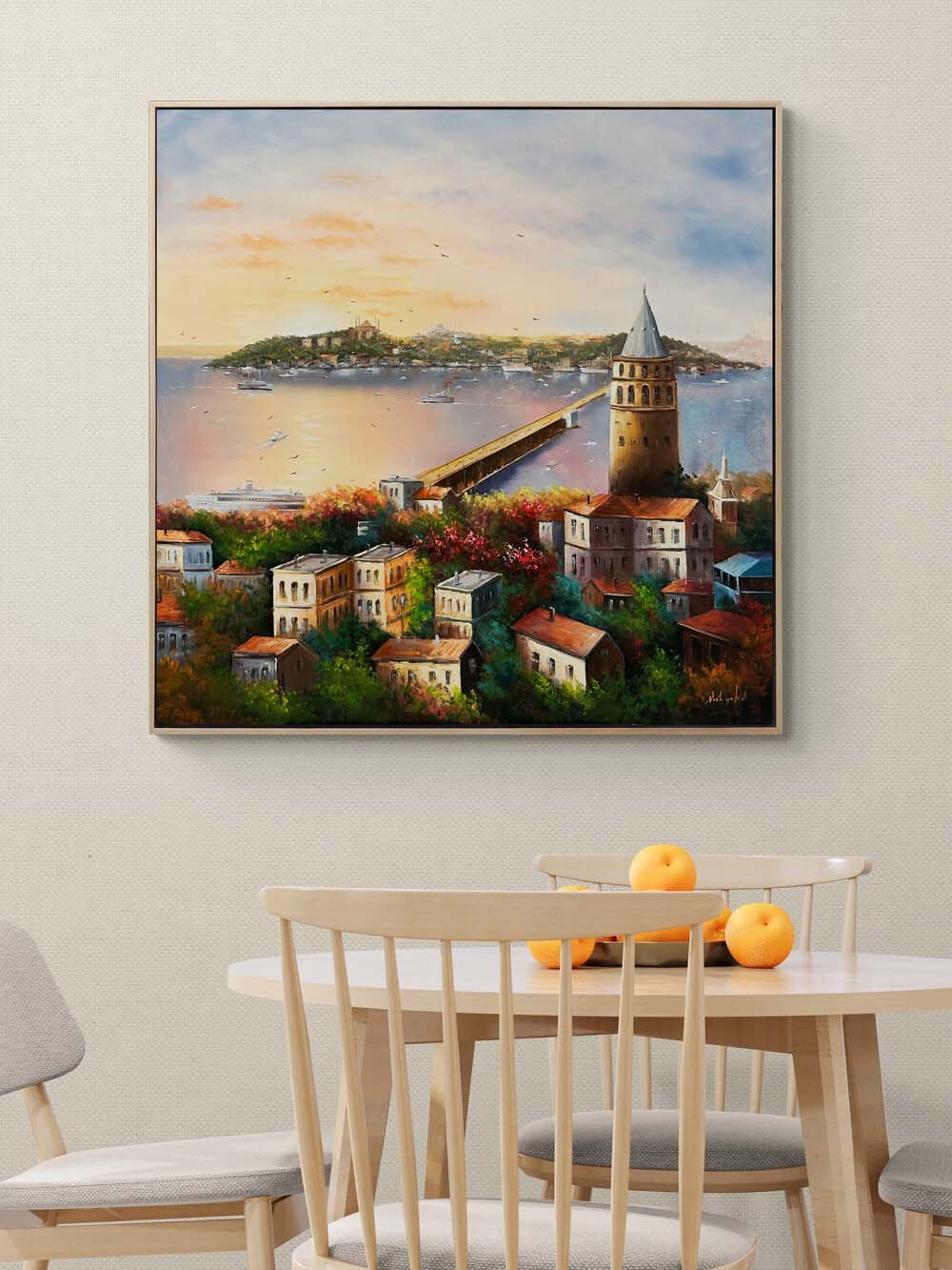 Galata'dan Bir Gün Yağlı Boya Tablosu