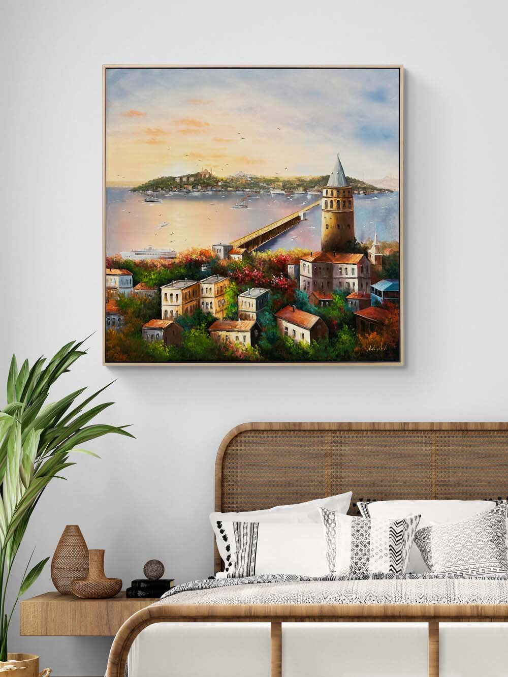 Galata'dan Bir Gün Yağlı Boya Tablosu