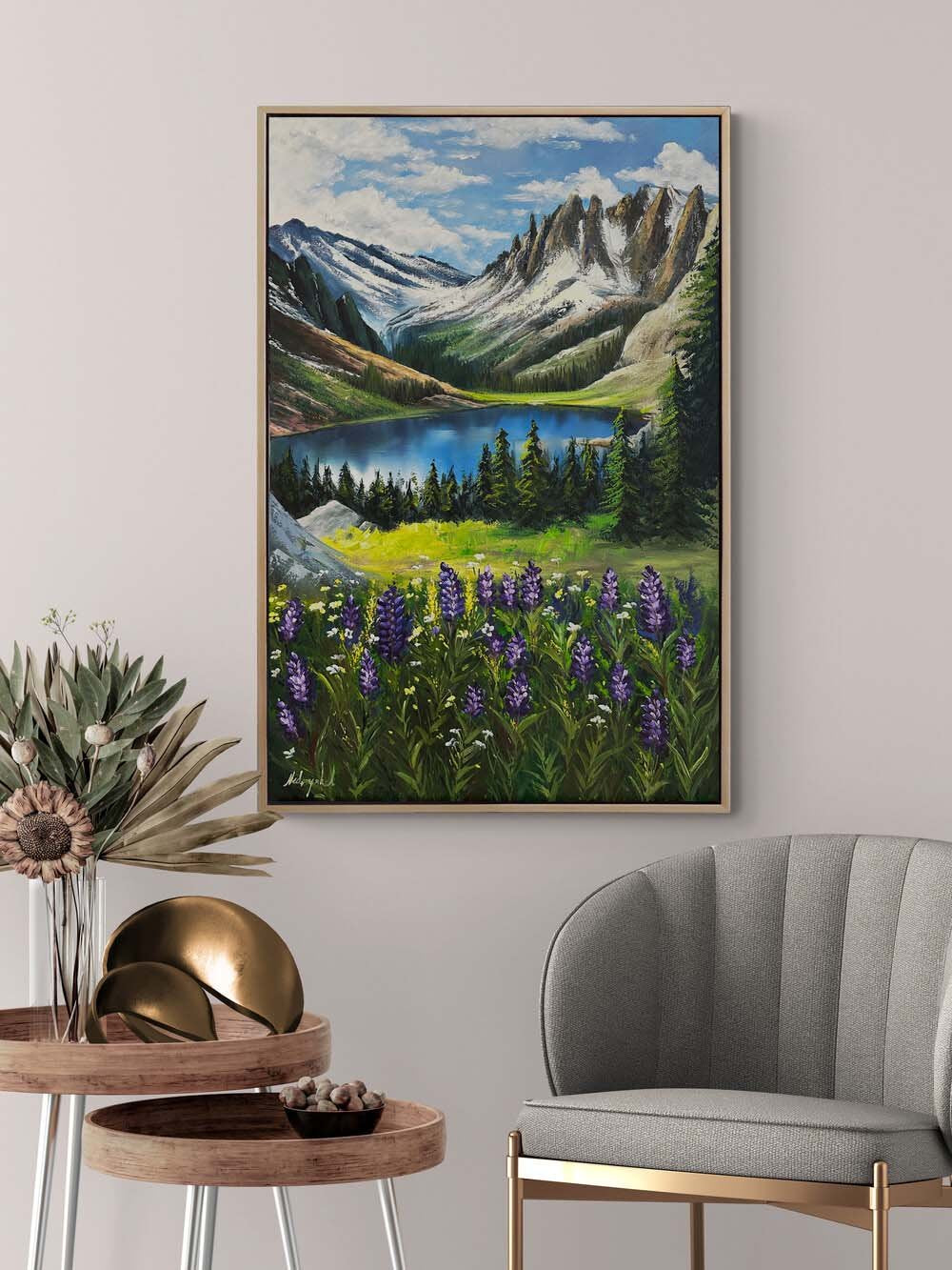 Yeşilin Kucakladığında Yağlı Boya Tablosu