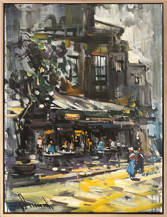 Köşe Başındaki Kafe Yağlı Boya Tablosu