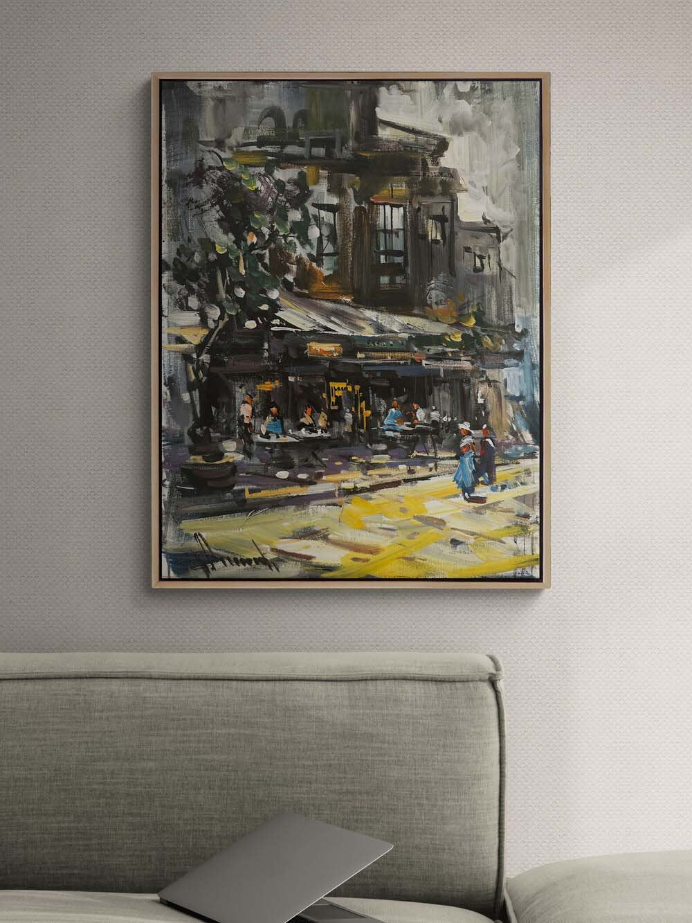 Köşe Başındaki Kafe Yağlı Boya Tablosu