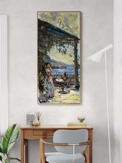 Denize Bakan Düşler Yağlı Boya Tablosu