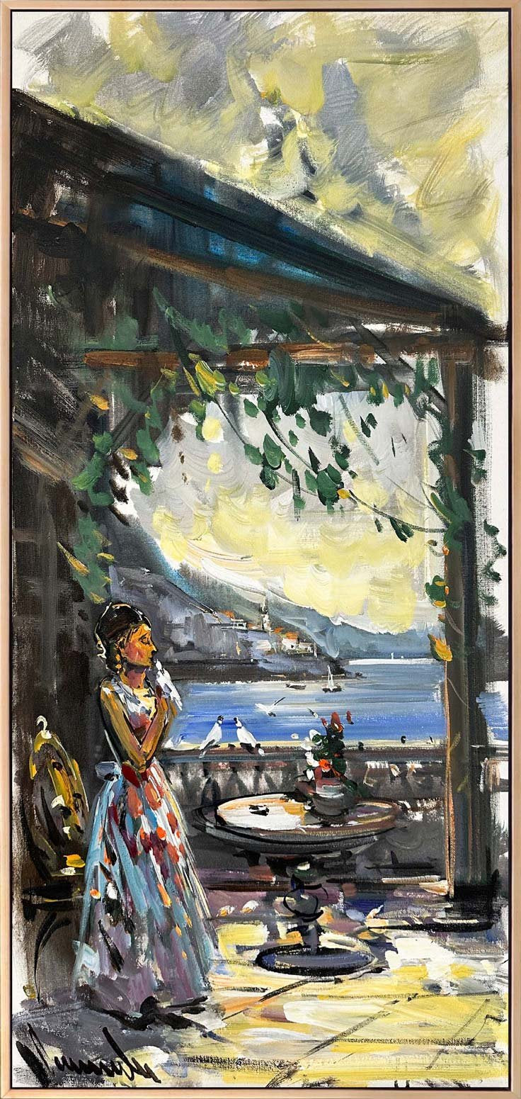 Denize Bakan Düşler Yağlı Boya Tablosu