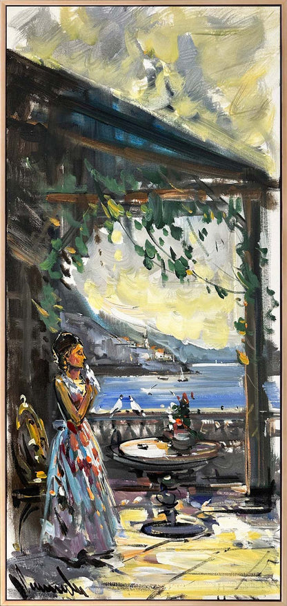 Denize Bakan Düşler Yağlı Boya Tablosu