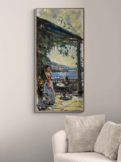 Denize Bakan Düşler Yağlı Boya Tablosu