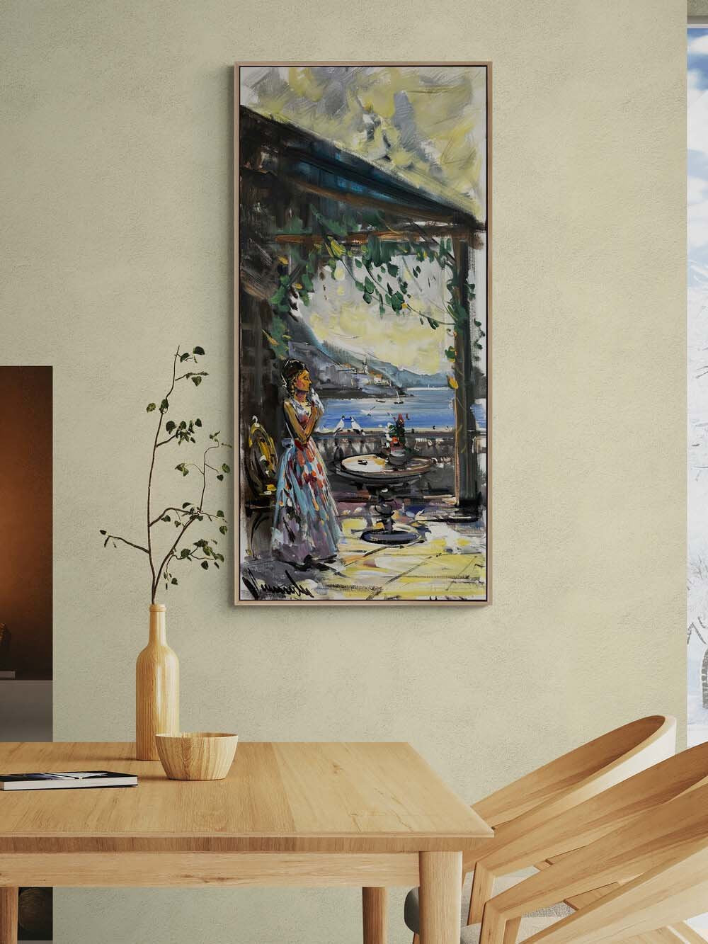 Denize Bakan Düşler Yağlı Boya Tablosu