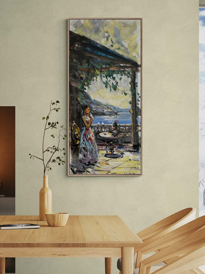 Denize Bakan Düşler Yağlı Boya Tablosu