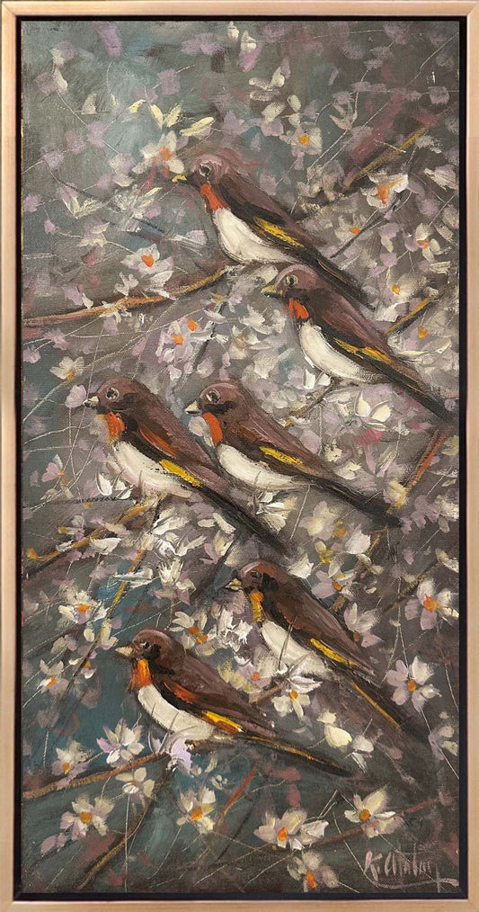 Gece Dallarında Kuşlar Yağlı Boya Tablosu