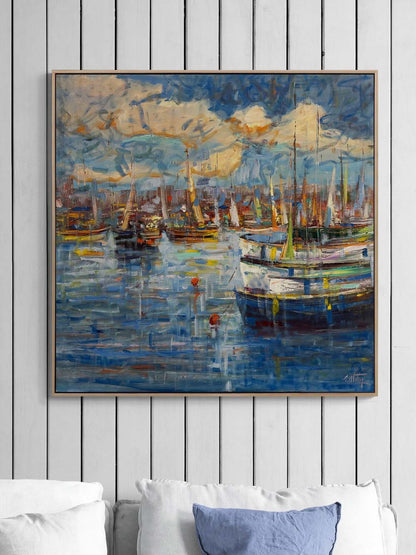 Denizle Baş Başa Yağlı Boya Tablosu