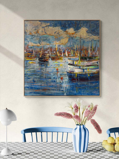 Denizle Baş Başa Yağlı Boya Tablosu