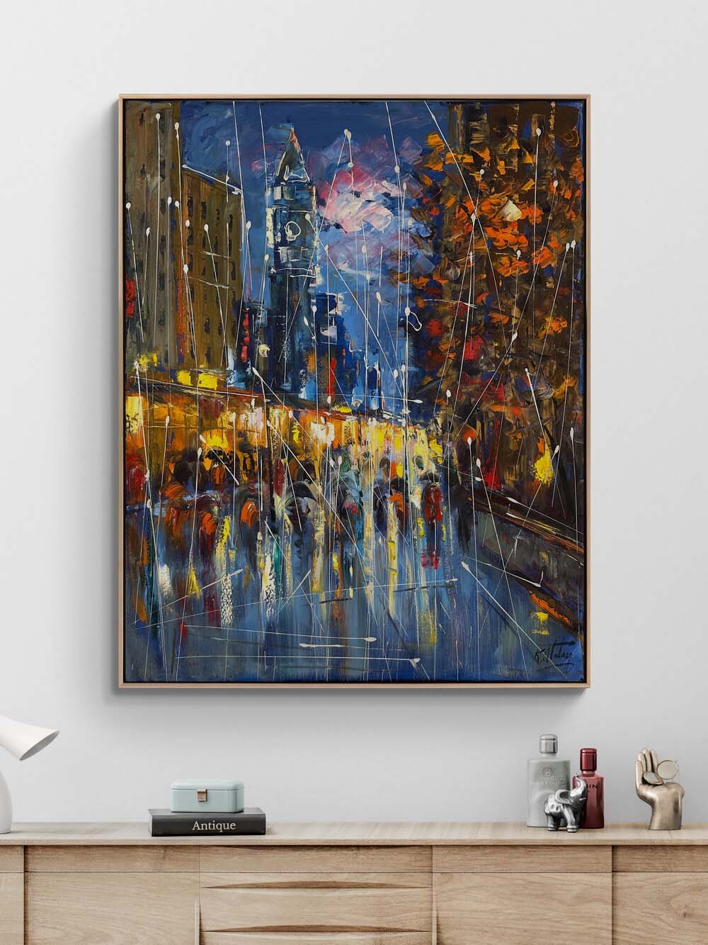 Yağmur Altında Adımlar Yağlı Boya Tablosu