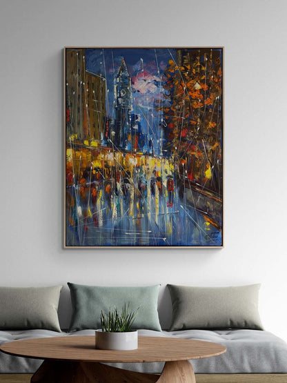 Yağmur Altında Adımlar Yağlı Boya Tablosu