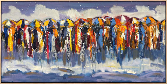 İzler ve Şemsiyeler Yağlı Boya Tablosu