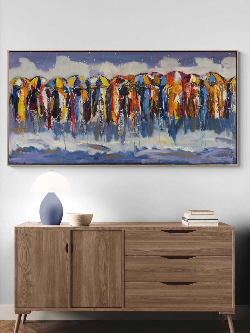 İzler ve Şemsiyeler Yağlı Boya Tablosu