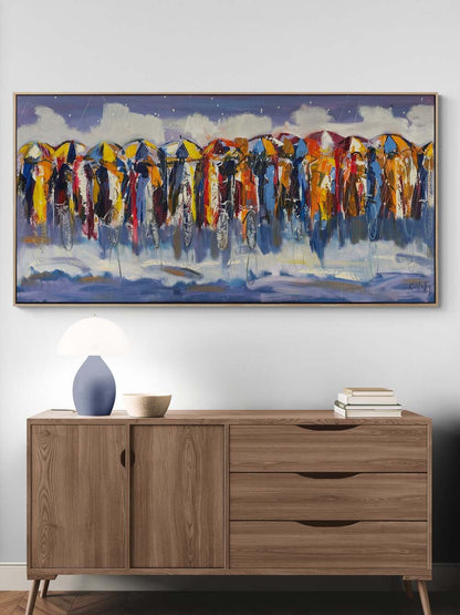 İzler ve Şemsiyeler Yağlı Boya Tablosu