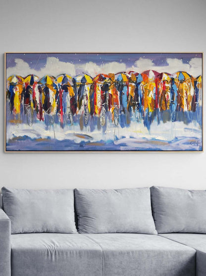 İzler ve Şemsiyeler Yağlı Boya Tablosu