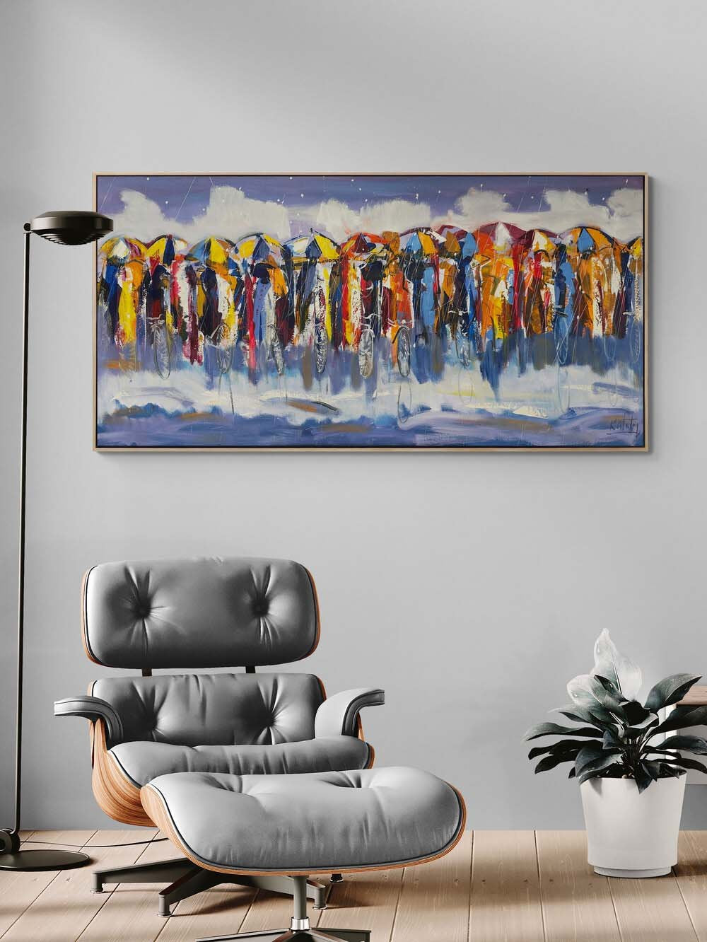 İzler ve Şemsiyeler Yağlı Boya Tablosu