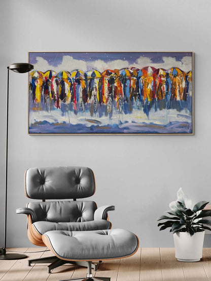 İzler ve Şemsiyeler Yağlı Boya Tablosu