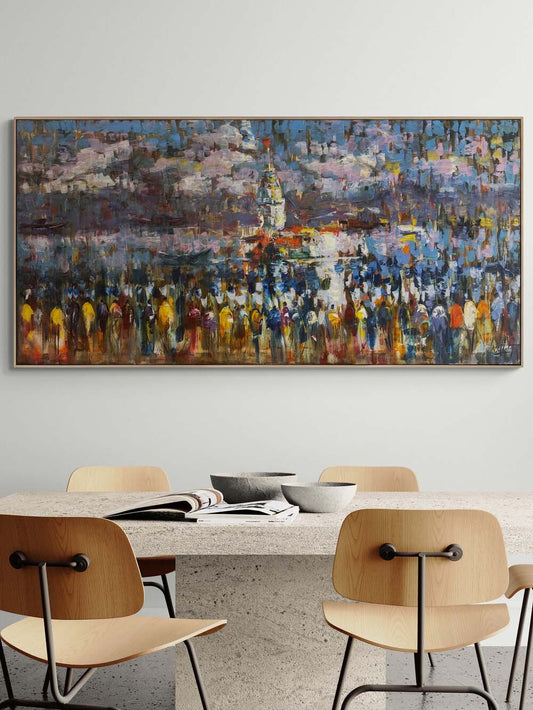Üsküdar'da Kalabalıklar Yağlı Boya Tablosu