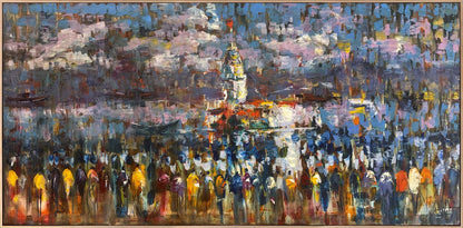 Üsküdar'da Kalabalıklar Yağlı Boya Tablosu