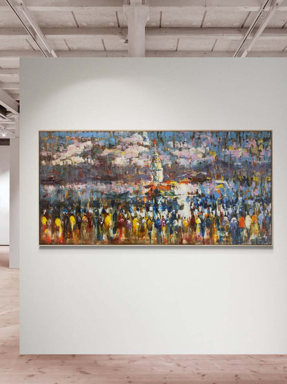 Üsküdar'da Kalabalıklar Yağlı Boya Tablosu