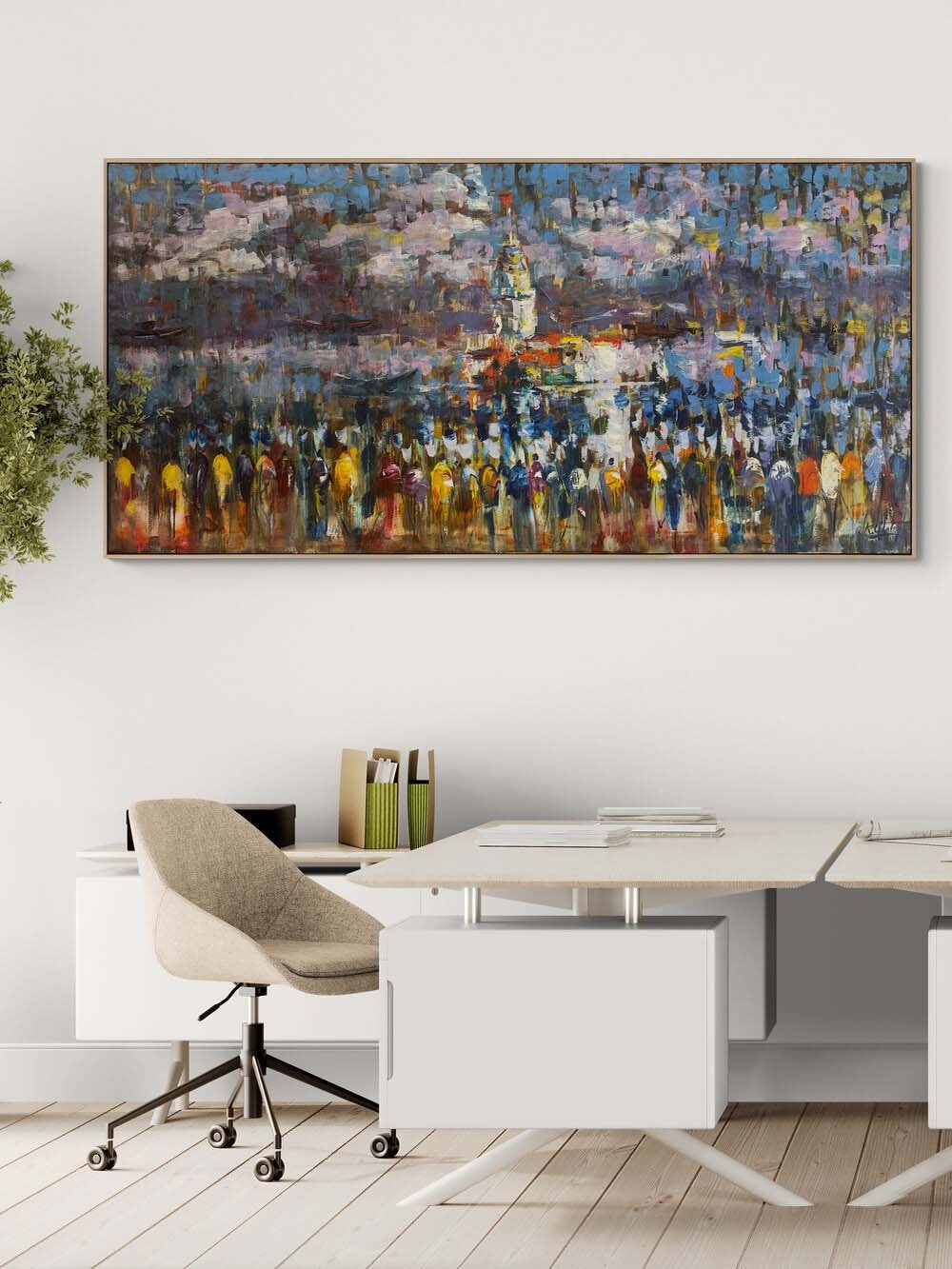 Üsküdar'da Kalabalıklar Yağlı Boya Tablosu
