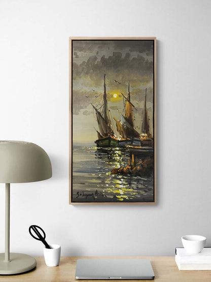 Yelkenlilerin Bekleyişi Yağlı Boya Tablosu