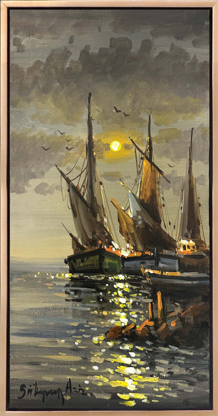 Yelkenlilerin Bekleyişi Yağlı Boya Tablosu