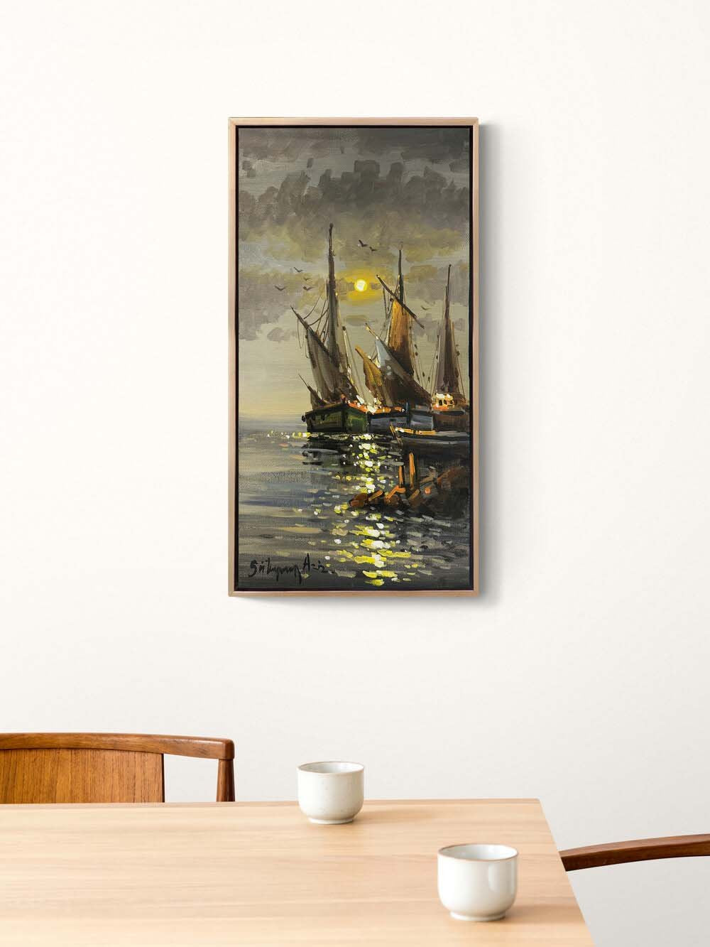 Yelkenlilerin Bekleyişi Yağlı Boya Tablosu