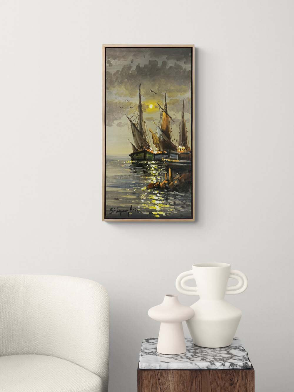 Yelkenlilerin Bekleyişi Yağlı Boya Tablosu