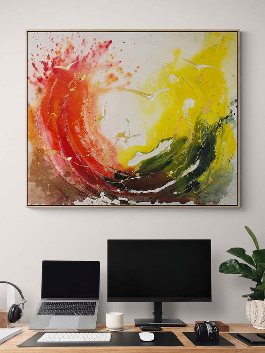 Renkli Uçuşun Melodisi Yağlı Boya Tablosu