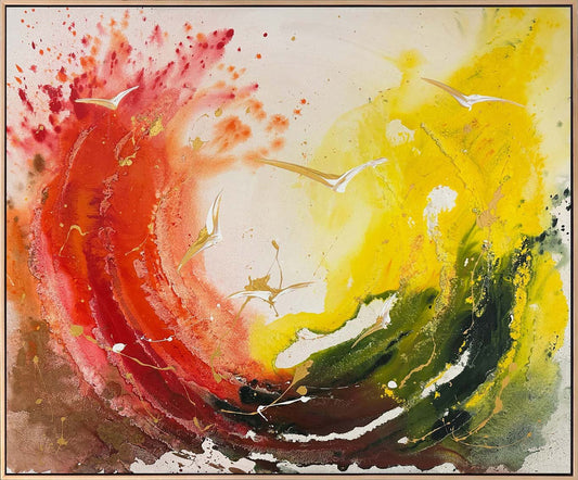 Renkli Uçuşun Melodisi Yağlı Boya Tablosu