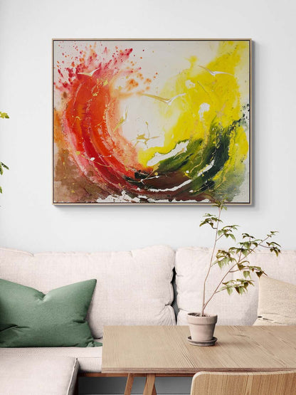 Renkli Uçuşun Melodisi Yağlı Boya Tablosu