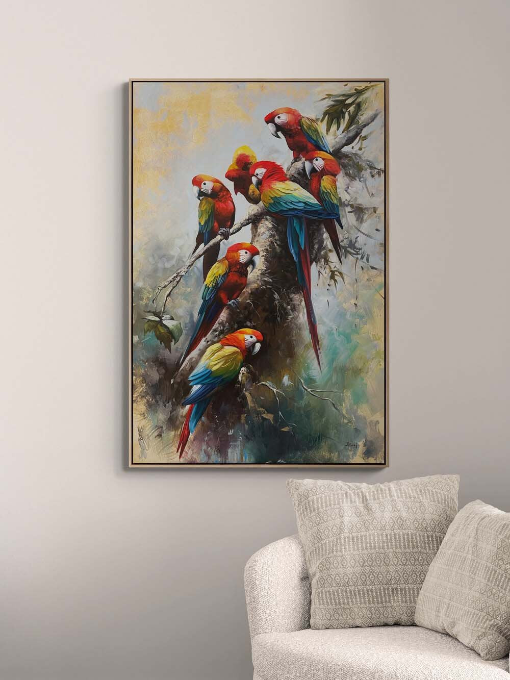 Papağanların Dünyası Yağlı Boya Tablosu