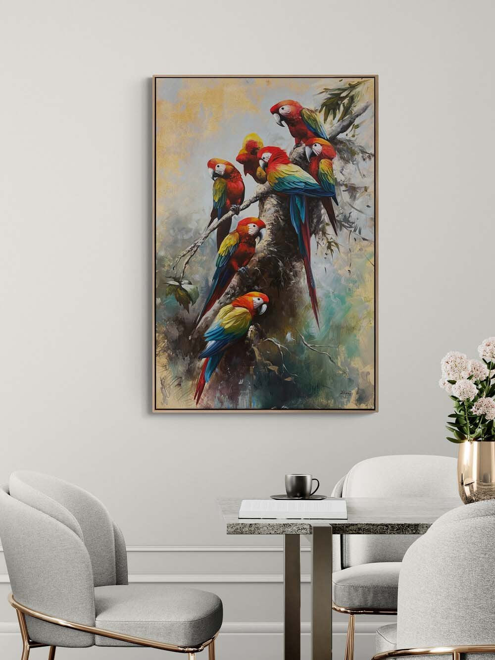Papağanların Dünyası Yağlı Boya Tablosu