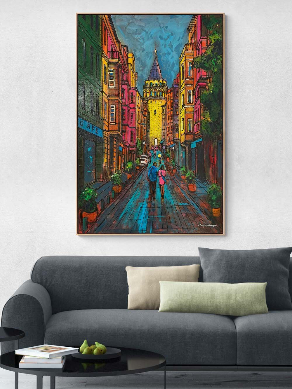 Galata’da Bir Gün Yağlı Boya Tablosu